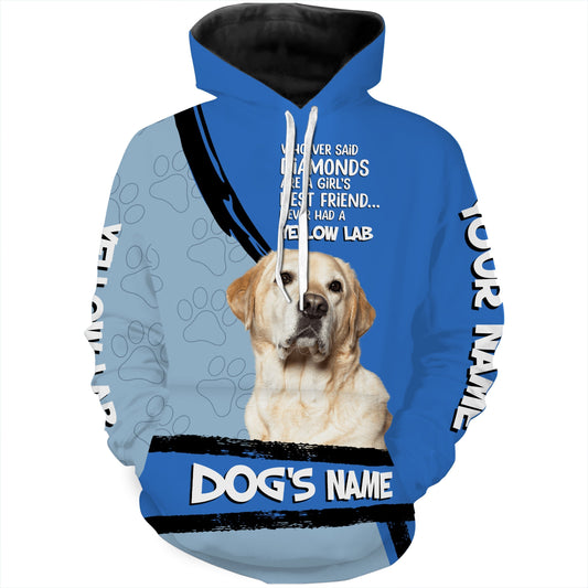 Yellow Labs Custom Name 3D All over printed Shirt, Cute Labrador Retriever Dog Funny Dog Saying shirt, Personalized Gift FSD3087 Hoodie