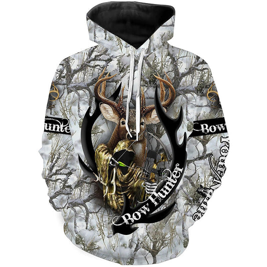 White-tailed Deer Archery Bow hunting Snow Winter camo 3D Full printing Shirts Personalized gift FSD3647