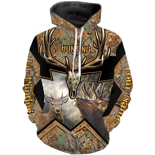 Elk hunting Custom Name 3D All over print Shirts, Face shield - personalized hunting gifts - FSD279