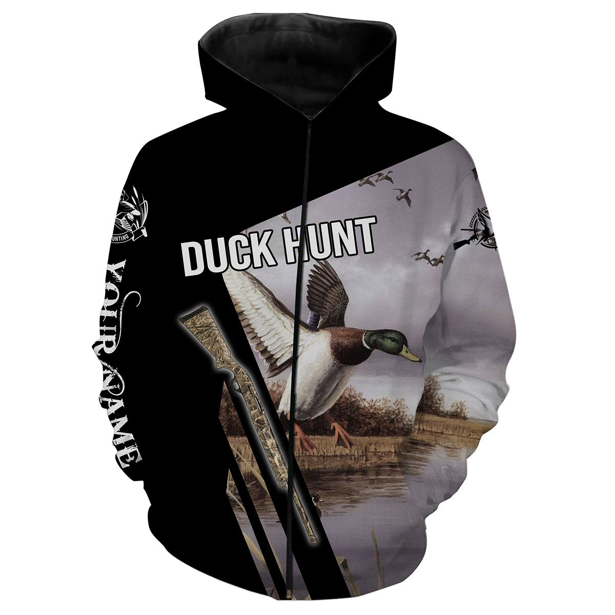 Duck hunting Custom Name 3D All over print T-shirt Zip up hoodie