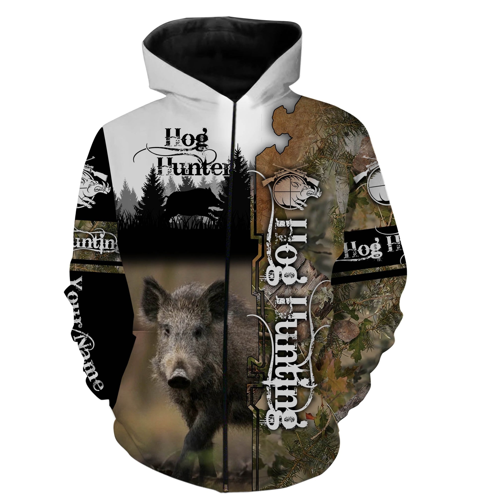 Hog hunting Custom Name 3D All over print Shirts Zip up hoodie