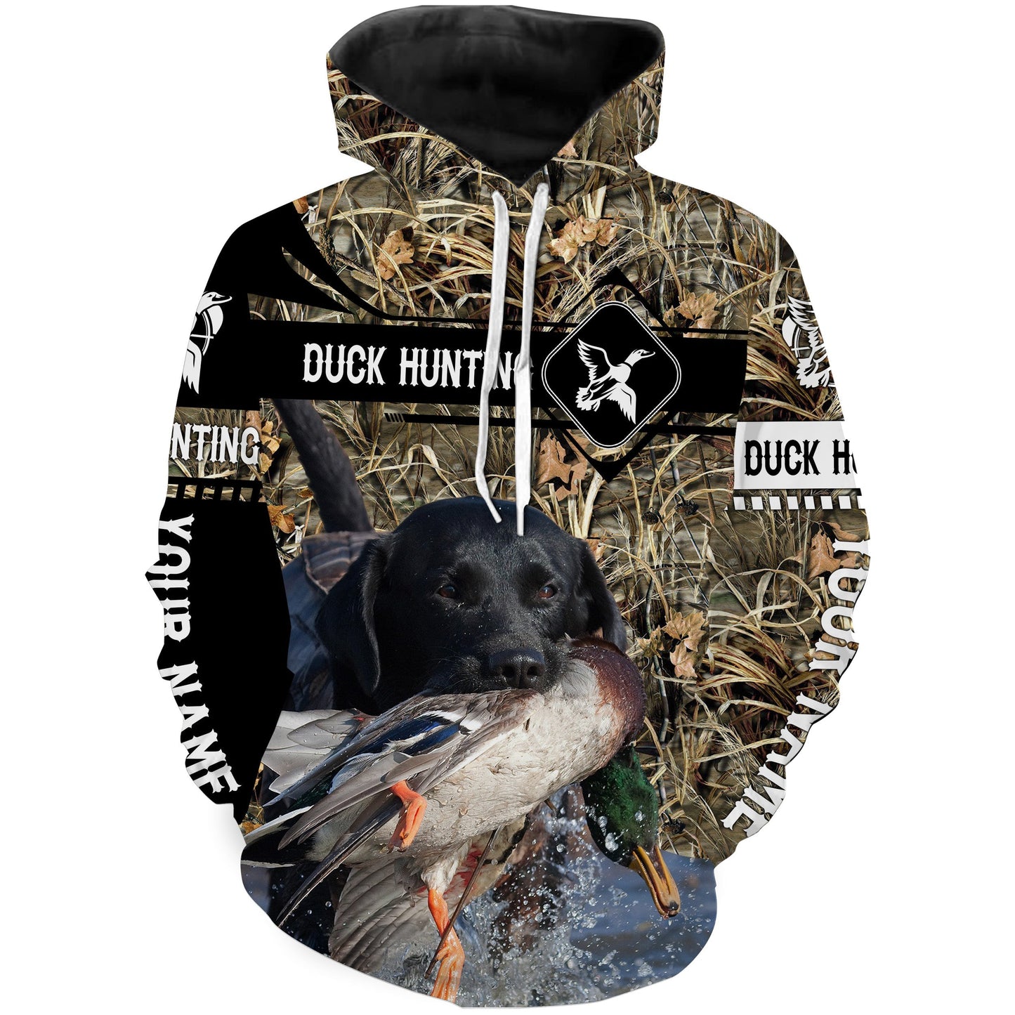 Duck Hunting With Black Labrador Retriever Waterfowl Camo Shirts Hoodie Hoodie