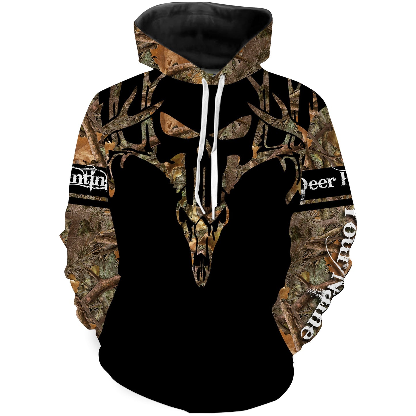 Deer Antlers skull Camouflage hunting Shirt Customize name 3D Full printing - Personalized hunting gifts for men women FSD1708