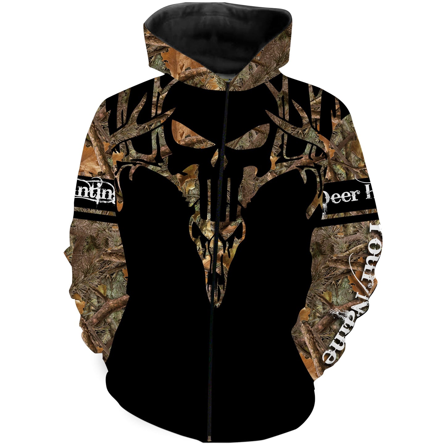 Deer Antlers skull Camouflage hunting Shirt Customize name 3D Full printing - Personalized hunting gifts for men women FSD1708