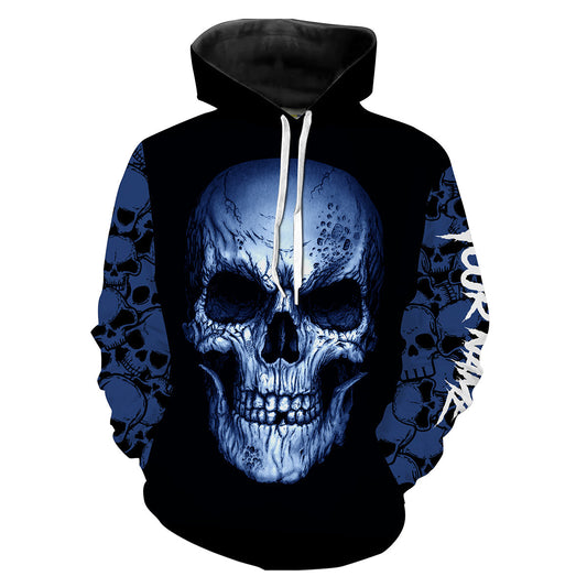 Blue Skull Camo Skull Hoodie, Sweatshirt, T-shirt Personalized Skull gifts for Men, Women FSD1747