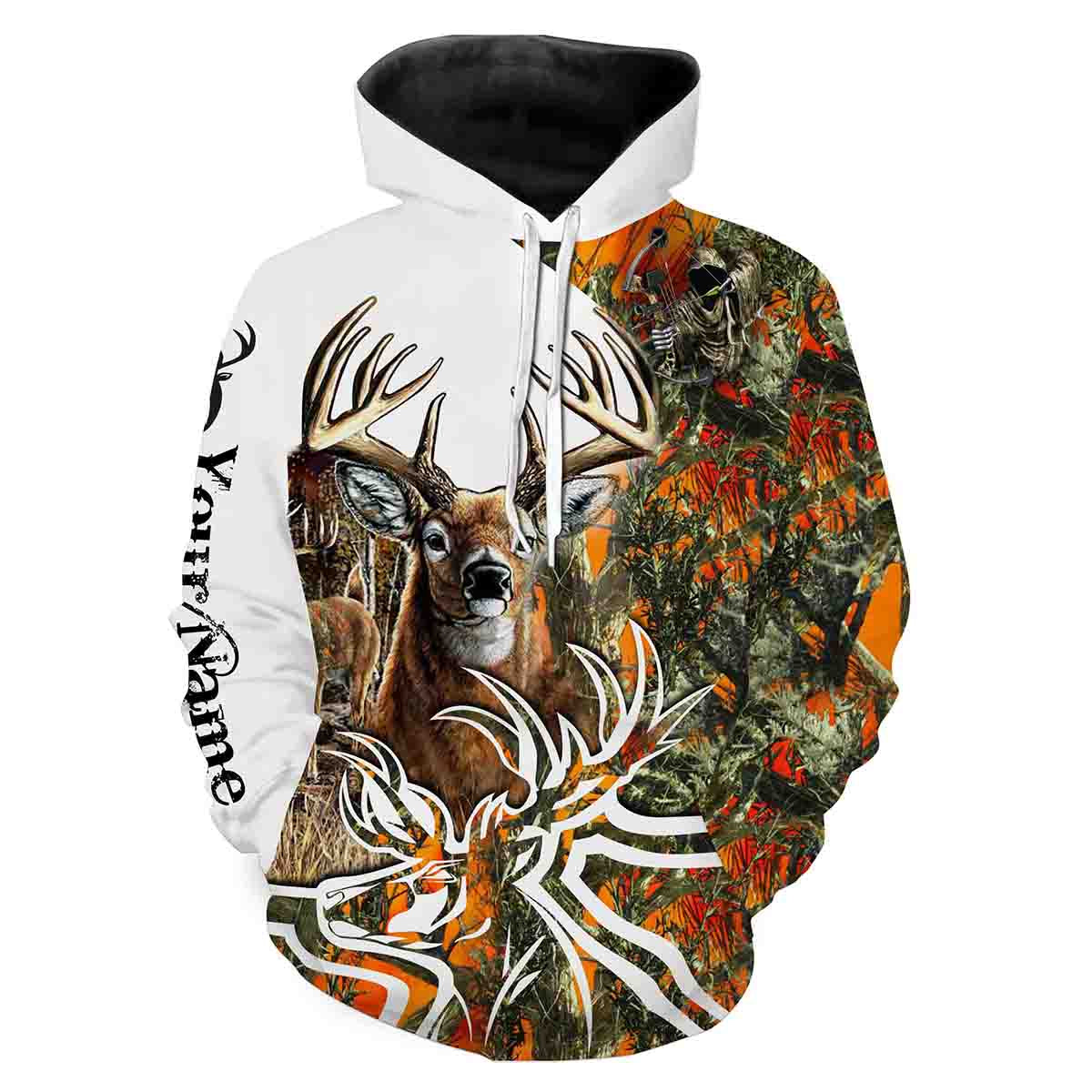 Deer Hunting Deer tattoo camo Custom name All over print shirts - personalized hunting gift for men Hoodie