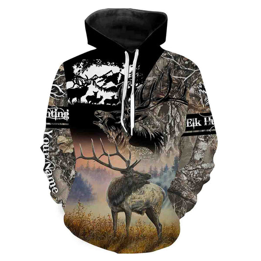 Personalized Elk Hunting Full Print T- Shirt Hoodie