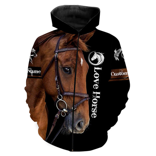 Personalized love horse 3D All over print Hoodie