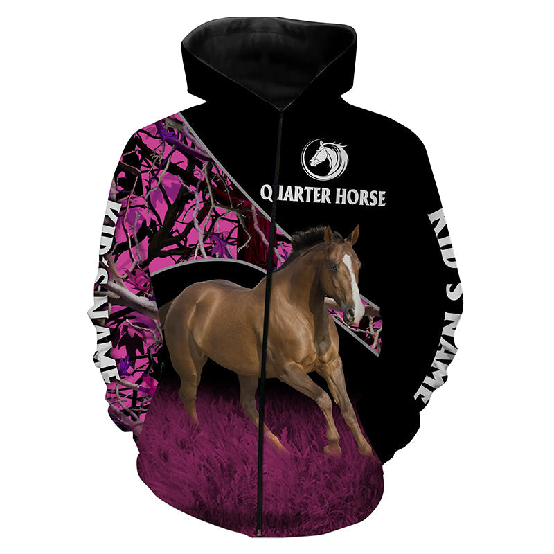 American Quarter Horse pink camo Custom All over print Shirts - Personalized gift for Horse lovers - FSD749