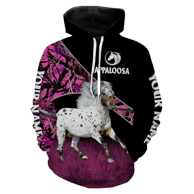 Appaloosa Horse pink camo Custom name full printing Hoodie