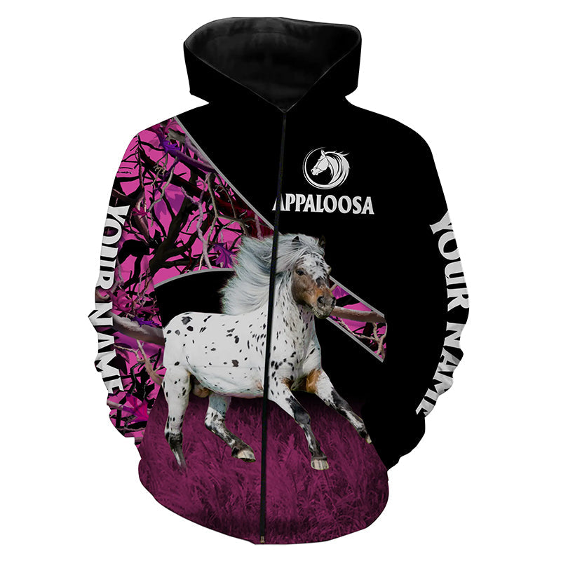 Appaloosa Horse pink camo Custom name full printing Hoodie