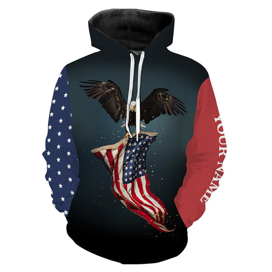 American Flag 4Th Of July Eagle Custom Name 3D All Over Printed Shirts Hoodie Hoodie