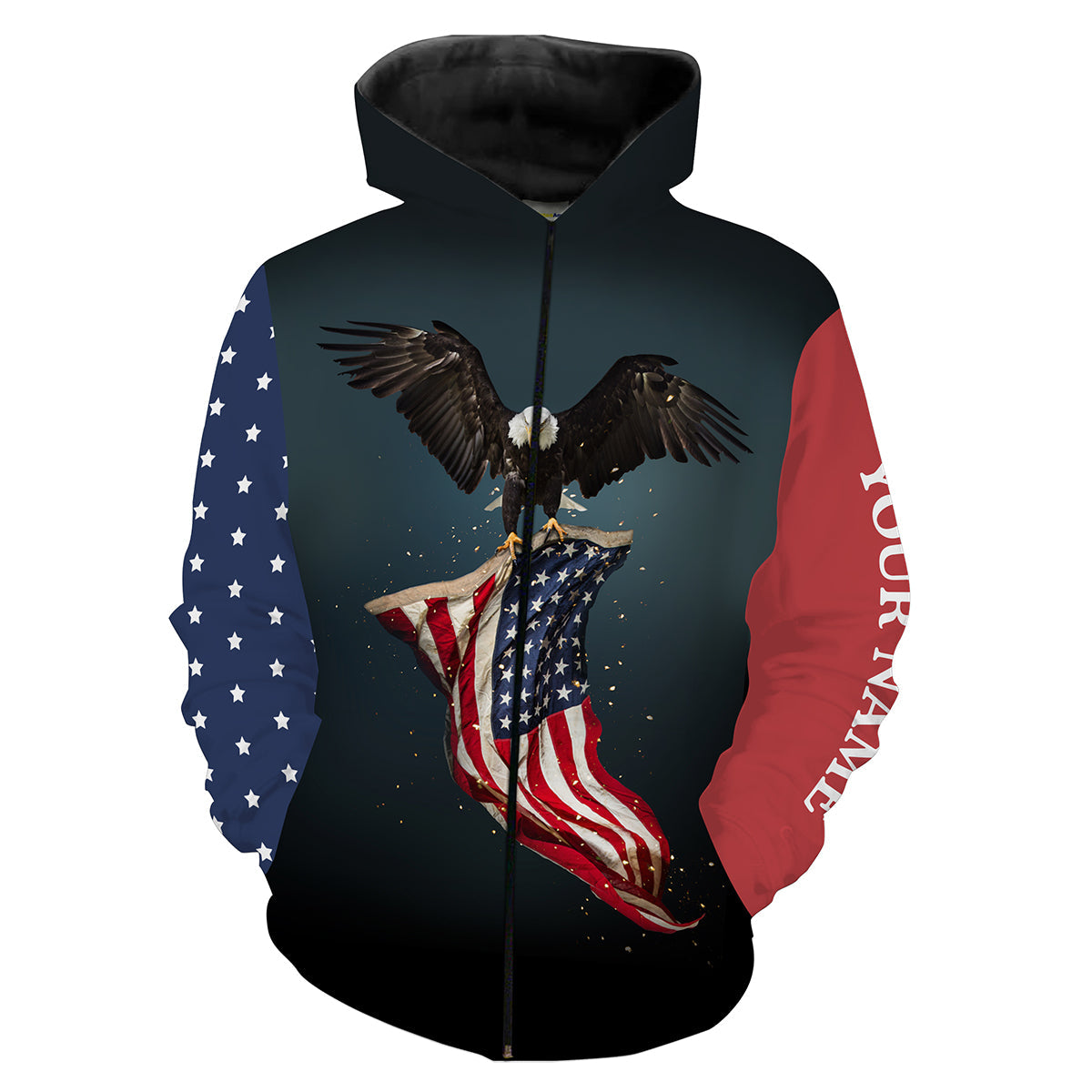 American Flag 4Th Of July Eagle Custom Name 3D All Over Printed Shirts Zip Up Hoodie Zip Up Hoodie