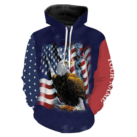 4Th Of July Eagle Usa American Flag Custom Name 3D Full Printed Shirt Hoodie Hoodie