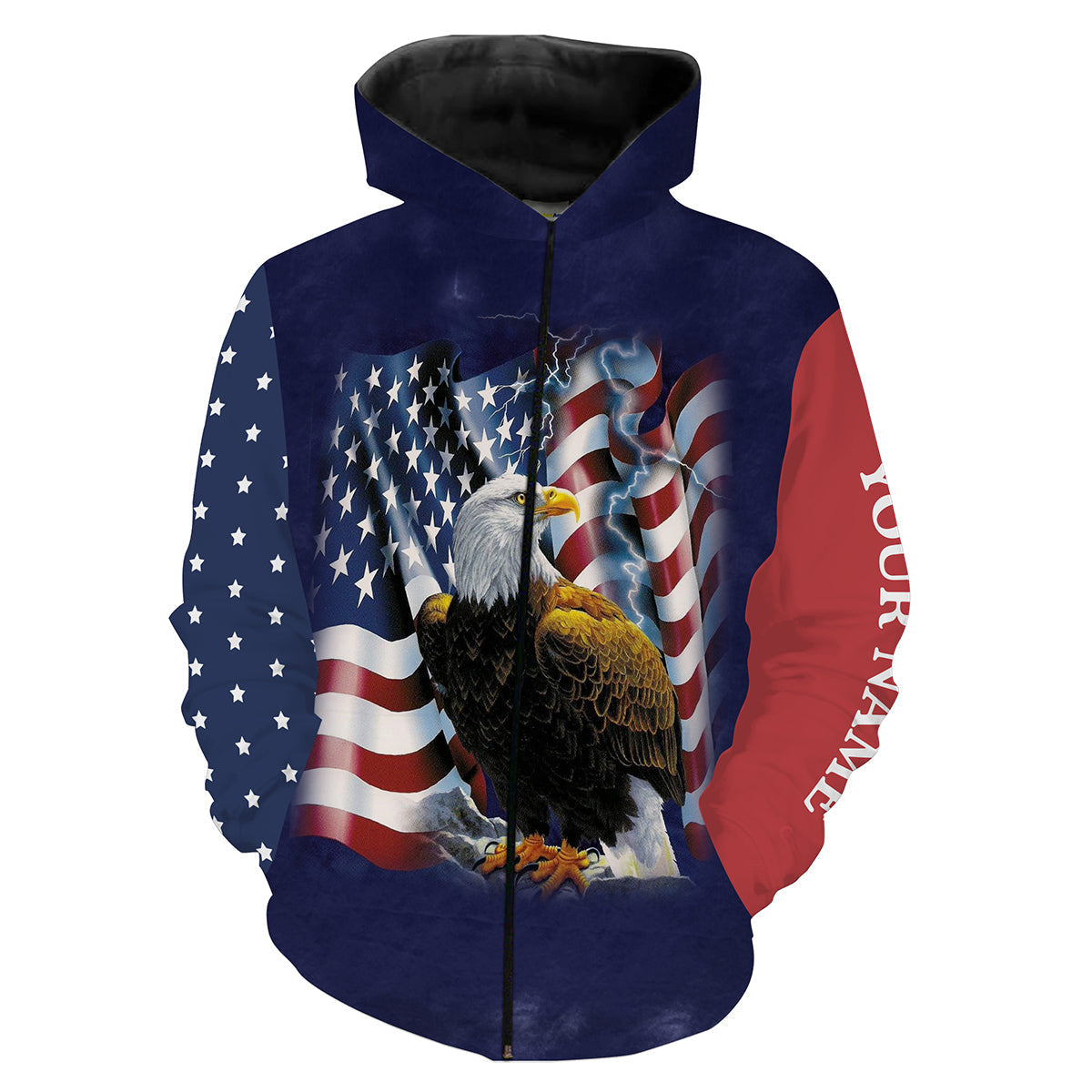 4Th Of July Eagle Usa American Flag Custom Name 3D Full Printed Shirt Zip Up Hoodie Zip Up Hoodie