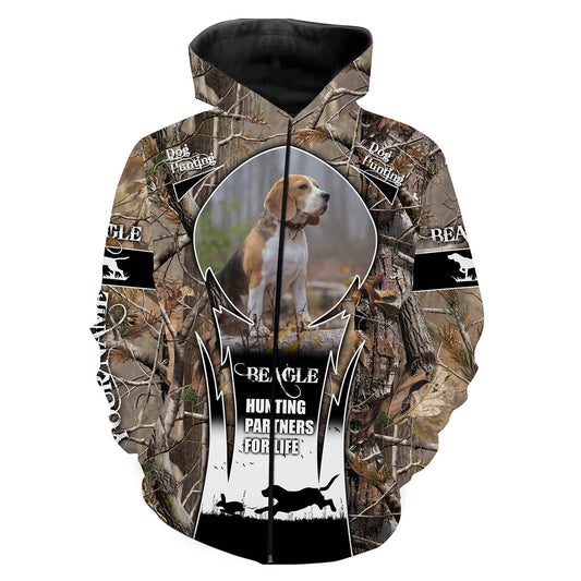 Beagle - Hunting partners for life rabbit hunting dog custom Name and Photo 3D All over print Shirts FSD1033 Zip up hoodie