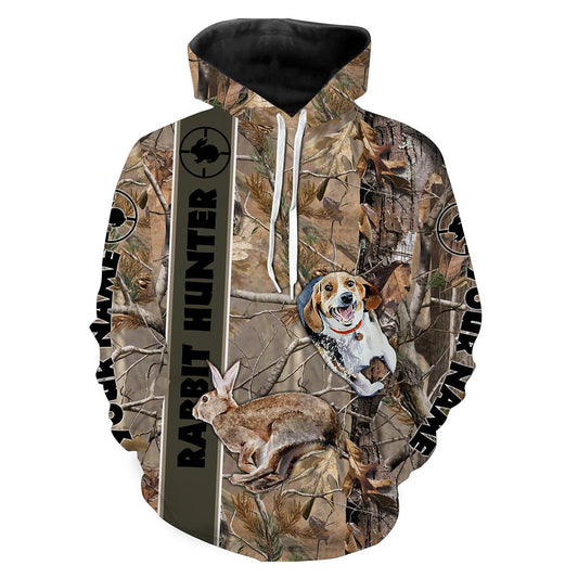 Rabbit hunting with beagles hunting dog camouflage custom Name Shirt Personalized hunting gift FSD546 Hoodie