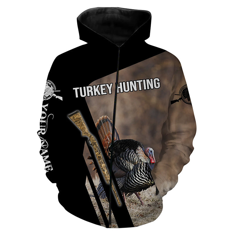 Turkey Hunting Customize Name 3D All Over Printed Long Sleeves Zip Up Hoodie Zip Up Hoodie