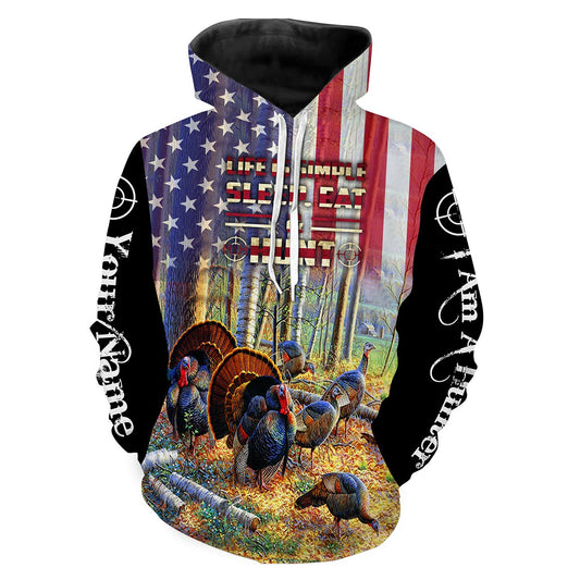 Turkey Hunting American Flag "Life is simple Hoodie