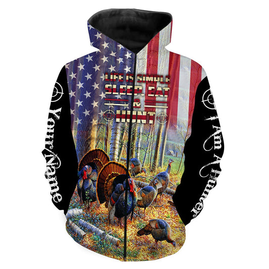 Turkey Hunting American Flag "Life is simple Zip up hoodie