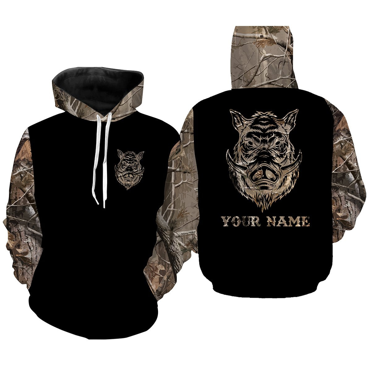 Boar camouflage custom name All over print Shirts Hoodie