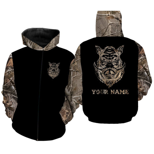 Boar camouflage custom name All over print Shirts Zip up hoodie