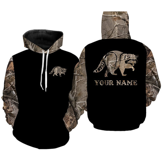 Raccoon hunting camouflage custom name All over print Shirts Hoodie