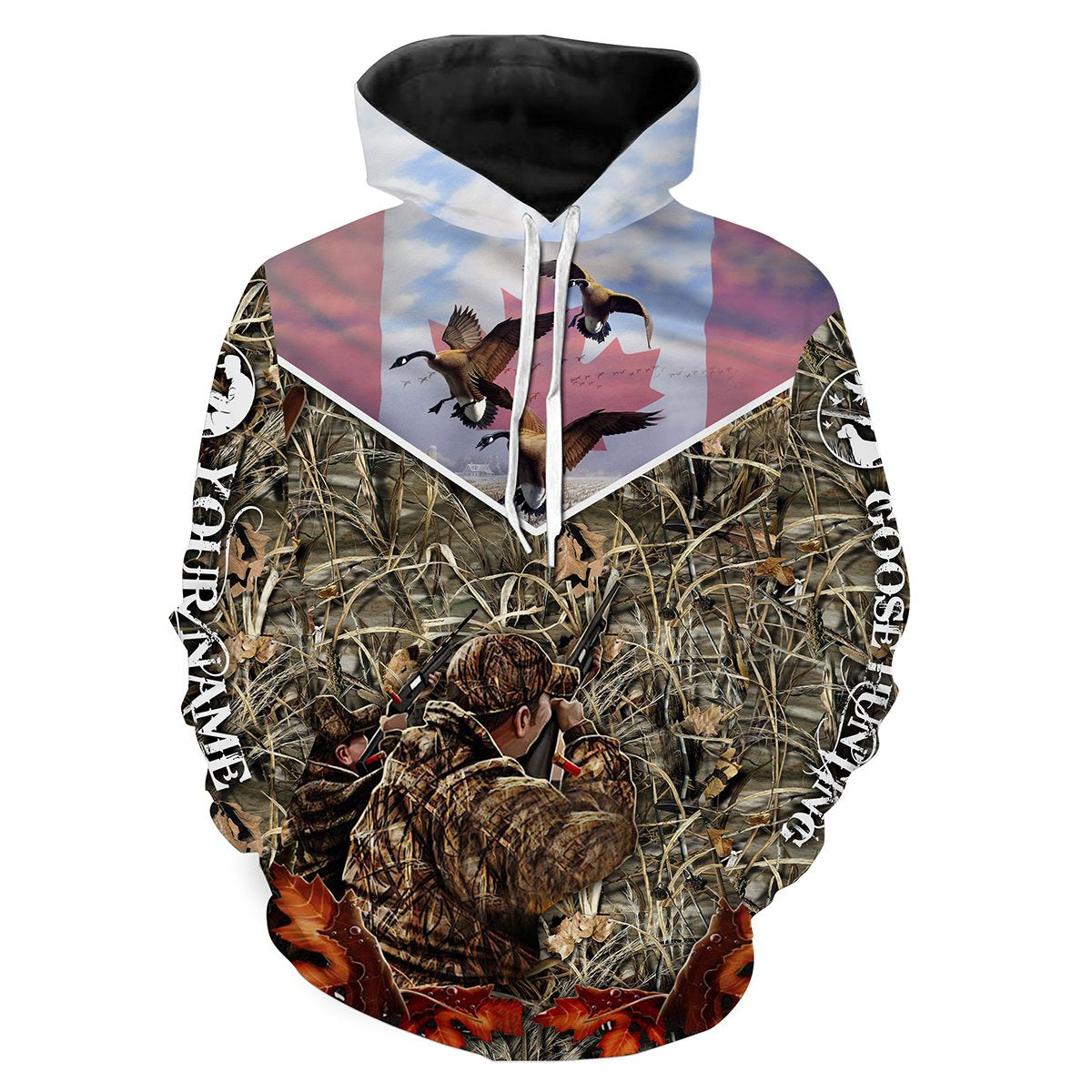 Goose Hunting Canada Flag Camo Custom Name All Over Print Shirts  Hoodie Hoodie