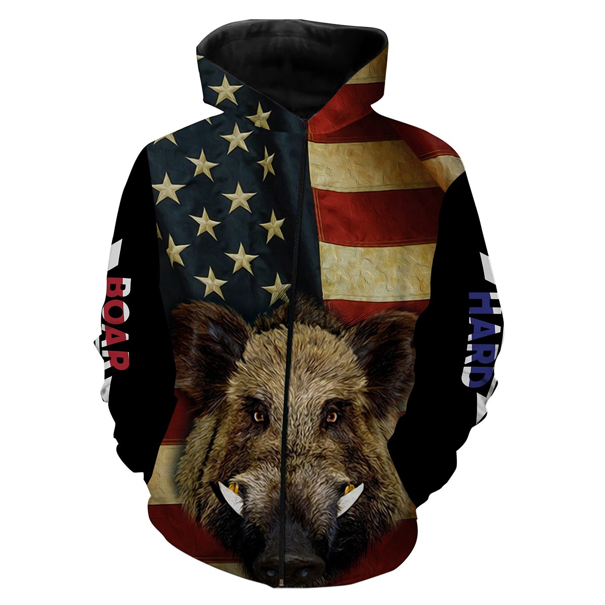 American Flag Wild Boar Hunting Hog Hunter Hunt Hard Full Printing Shirts, Personalized Hog hunting Gifts FSD2725