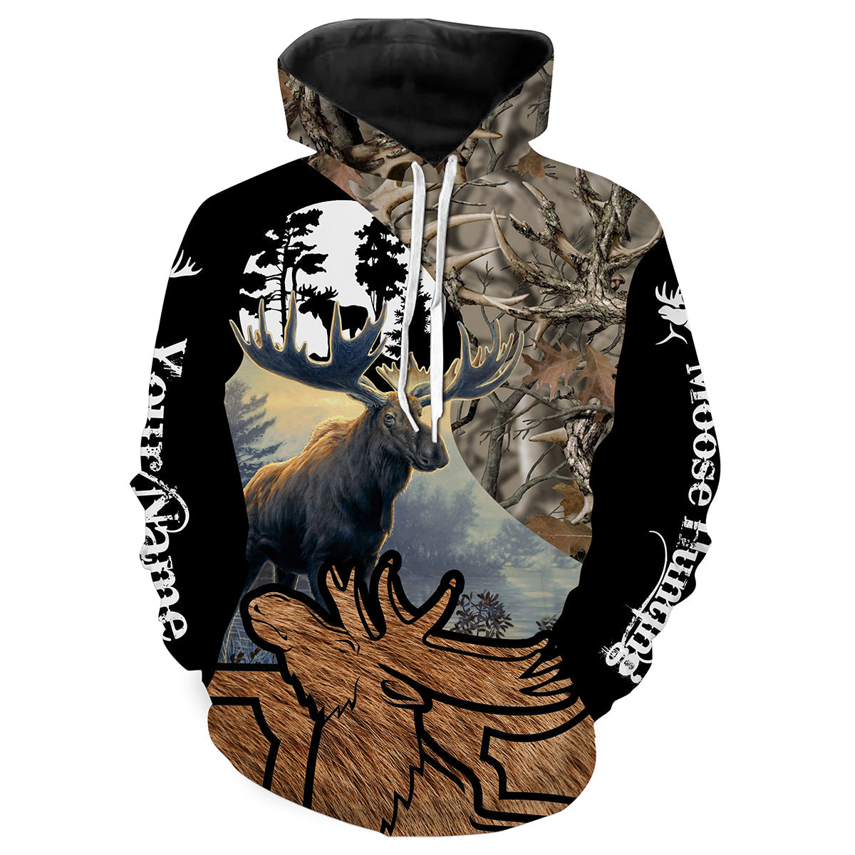 Personalized Moose hunting full print T-shirt, long sleeves, hoodie - hunting gift for men, women and kid - FSD7