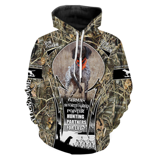 Hunting with dog German Shorthaired Pointer Duck Pheasant hunting Custom Name and Photo 3D All over print Shirt