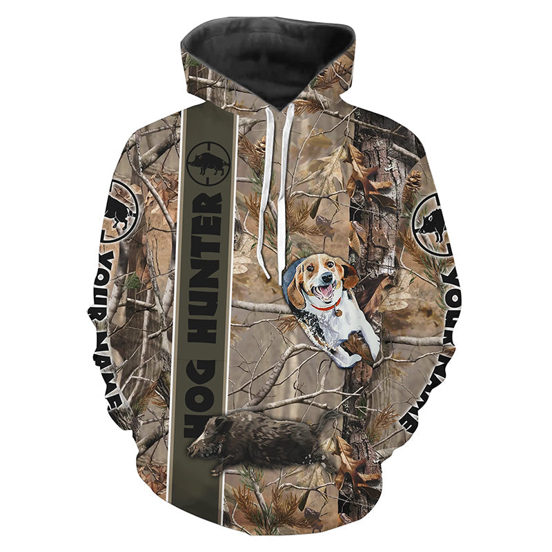 Wild Hog Hunting with Beagles Dogs Camouflage Custom Name All over print Shirts, Hunting Gifts FSD3853 Hoodie