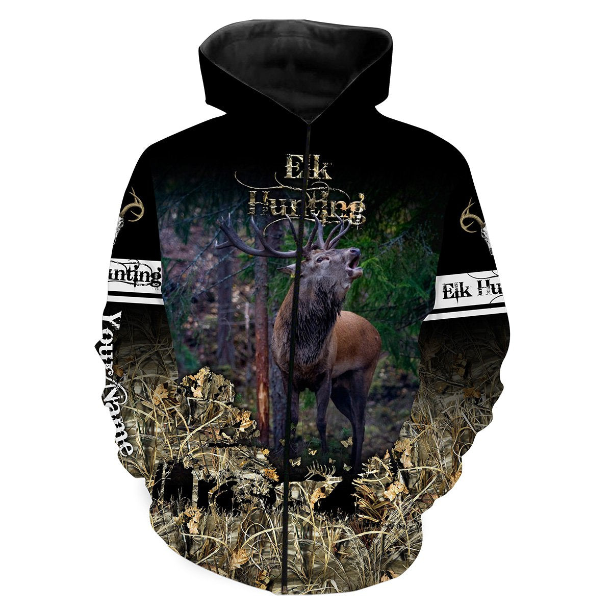 Elk hunting Custom Name 3D All over print T-Shirt, Long sleeves, Hoodie, Zip up Hoodie Personalized gift - FSD101