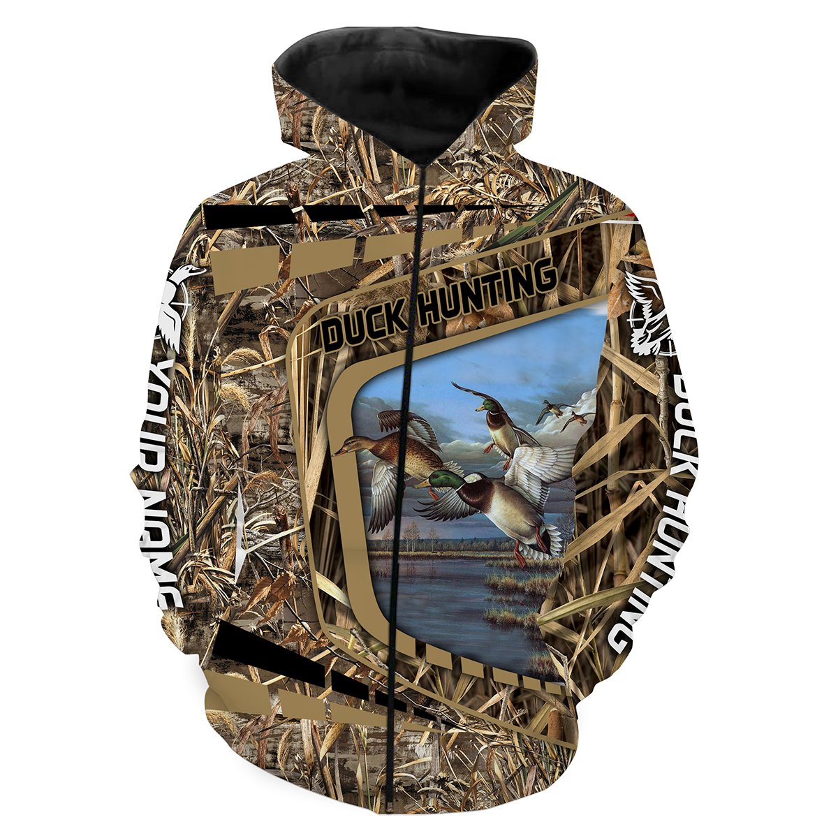 Duck hunting Custom Name 3D All over print Shirts Zip up hoodie