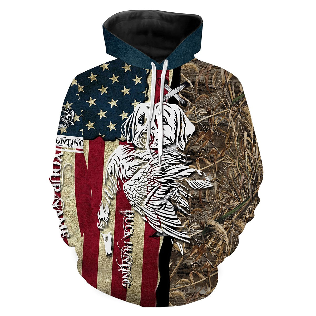 Duck hunting dog Labrador American flag camo custom Name 3D All over print Shirts FSD408