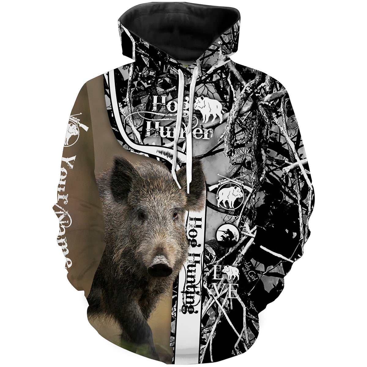 Hog Hunting Black Camo Custom Name 3D All Over Print Shirts - Personalized Hunting Gifts FSD1837