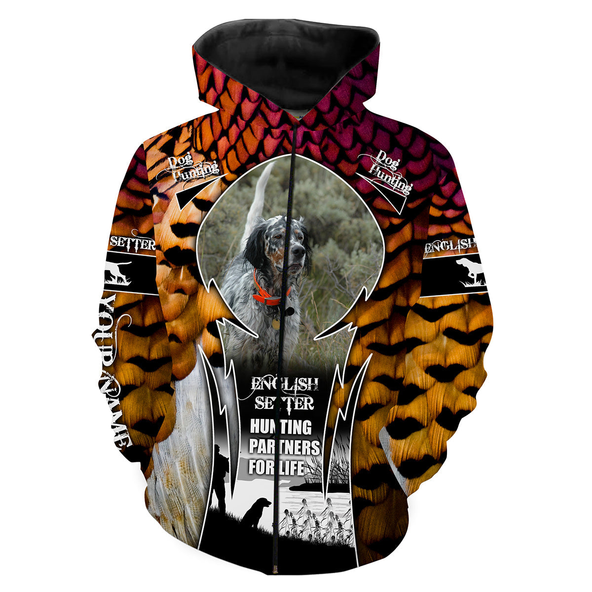 Pheasant Hunting Dog Custom Name And Photo 3D All Over Print Shirts  Zip Up Hoodie Zip Up Hoodie