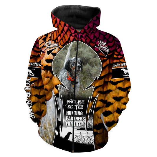 Pheasant Hunting Dog Custom Name And Photo 3D All Over Print Shirts  Zip Up Hoodie Zip Up Hoodie