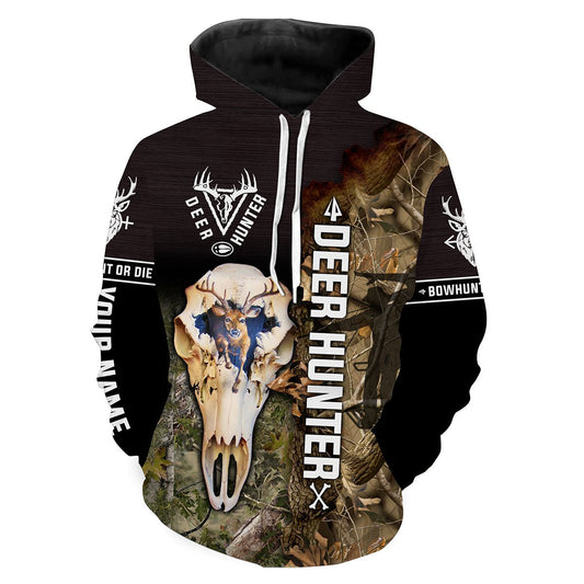 Deer Hunter Deer Skull camo Custom Name 3D All over print shirts - Personalized gift for Men, Women and Kid - FSD114