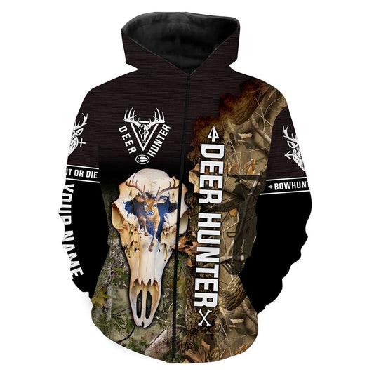 Deer Hunter Deer Skull camo Custom Name 3D All over print shirts - Personalized gift for Men, Women and Kid - FSD114