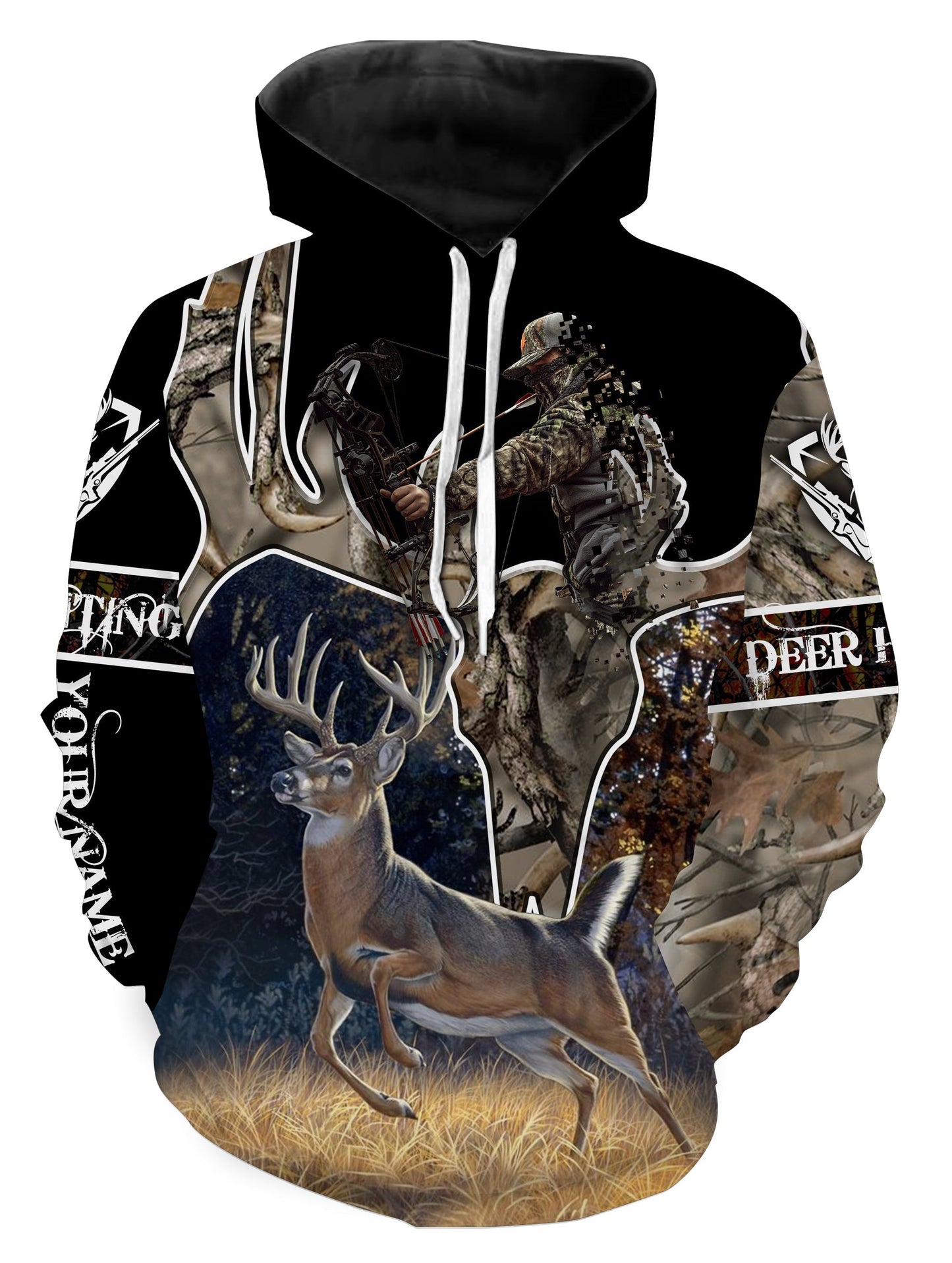 Deer hunting Camo Custom name All over print shirts - personalized hunting gift for men Hoodie