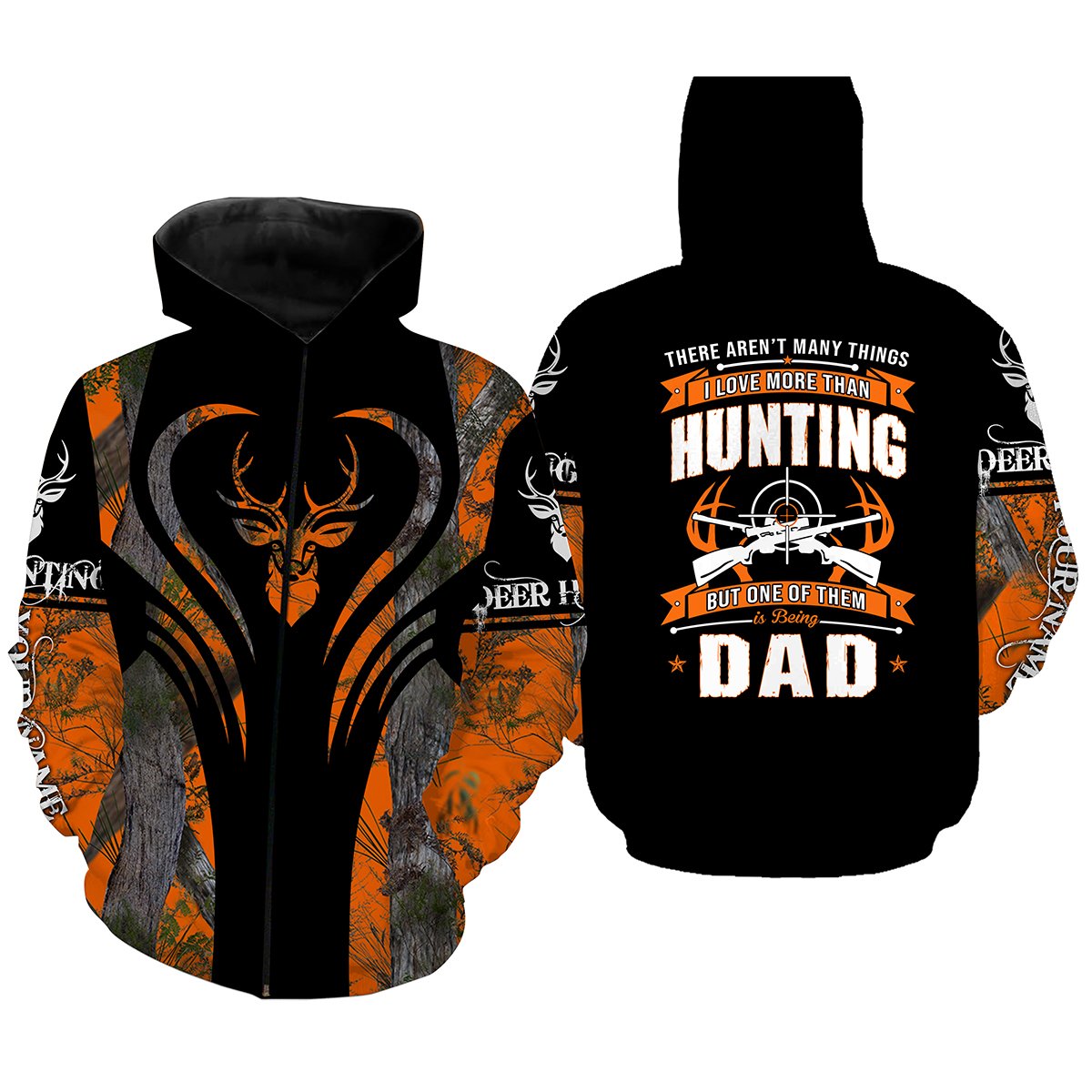 Hunting Dad Custom Name 3D All Over Print Shirts Zip Up Hoodie Zip Up Hoodie