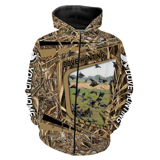 Dove Hunting Camo Custom Name 3D All Over Print Shirts Personalized Dove Bird Hunting Gifts Fsd2391 Zip Up Hoodie Zip Up Hoodie