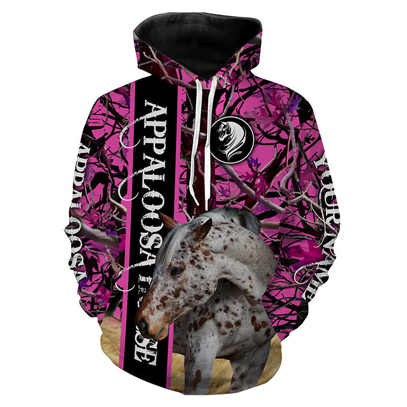 Appaloosa Horse pink camo Custom name full printing shirt Hoodie