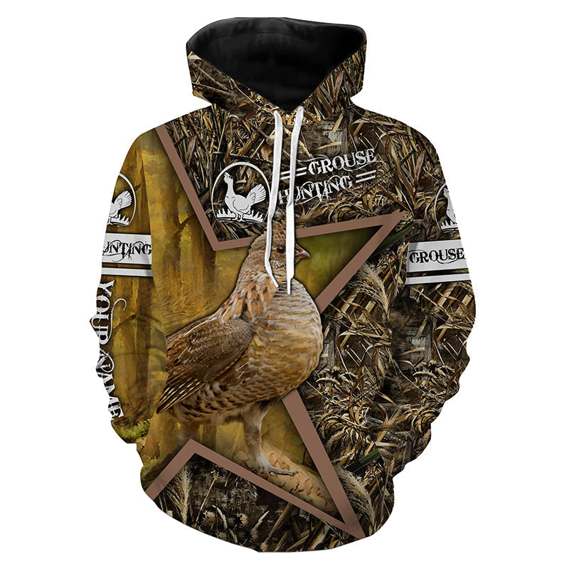 Ruffed Grouse Hunting Camo Customize Name 3D All Over Printed Shirts Hoodie Hoodie