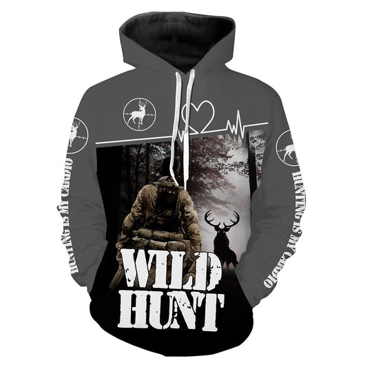 Wild hunt Hunting is my Cardio shirt 3D All over printing T-shirt, Sweatshirt, Long sleeves, Hoodie FSD646 Hoodie