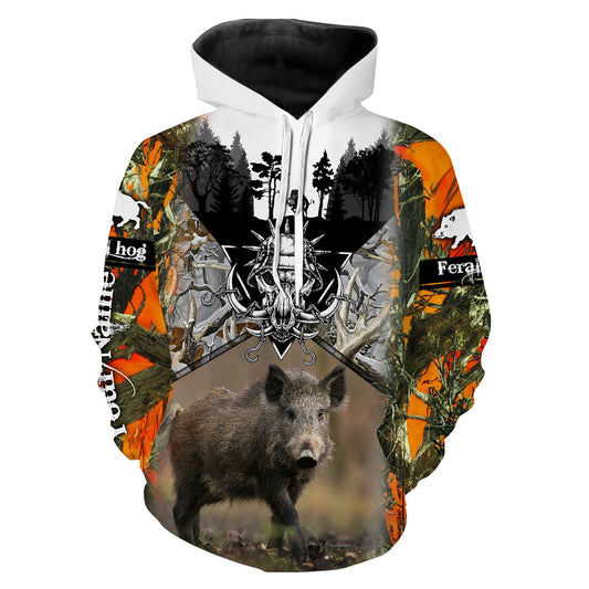 Feral Hog Hunting Orange Camo Custom Name 3D All Over Printing Shirt Personalized Gift For Hog Hunter Fsd696 Hoodie Hoodie