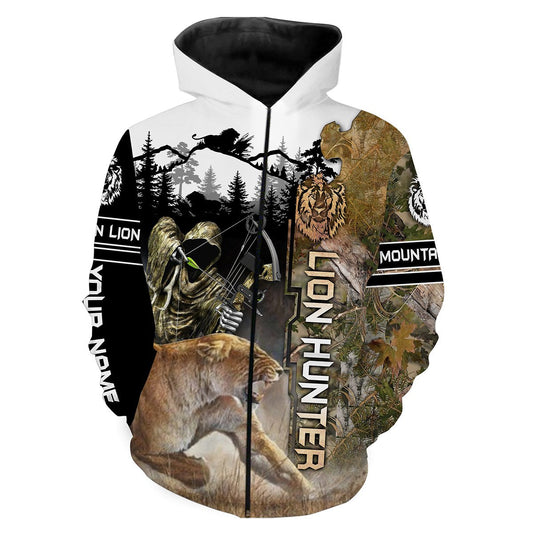 Mountain Lion hunting Custom Name 3D All over print Shirts, Face shield - personalized hunting gifts - FSD307