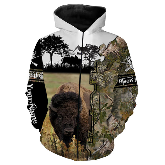 Bison Hunting Custom name 3D All over print shirts - personalized hunting gift for men, women and kid - FSD32