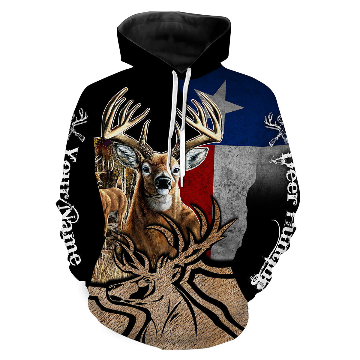 Best Deer Hunting Texas Flag Custom Name All over print shirts - personalized hunting gift FSD36